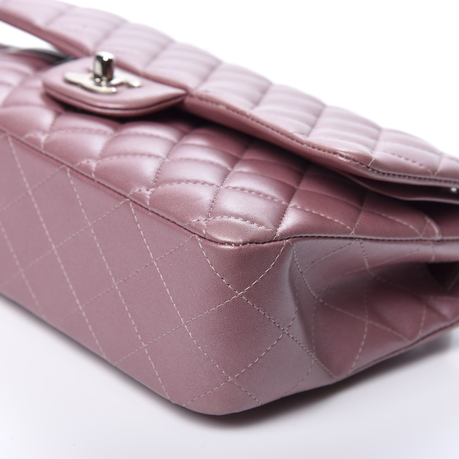 Chanel Metallic Lambskin Quilted Medium Double Flap Pink 6 of 10