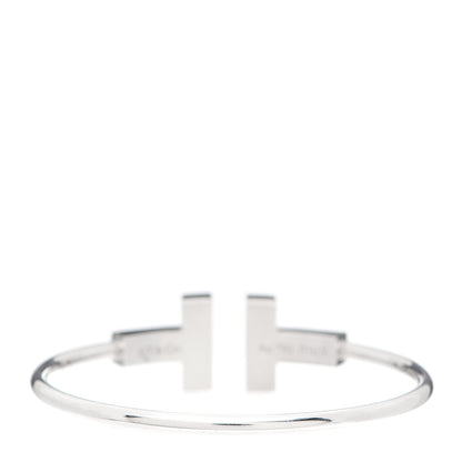 Tiffany 18K White Gold Turquoise Wide T Wire Bracelet 3 of 5