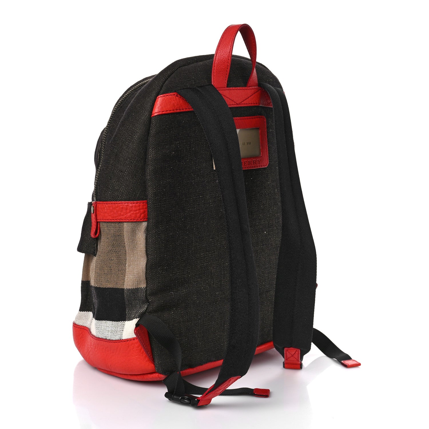 Burberry Jute Calfskin Mega Check Children's Backpack Red 3 of 8