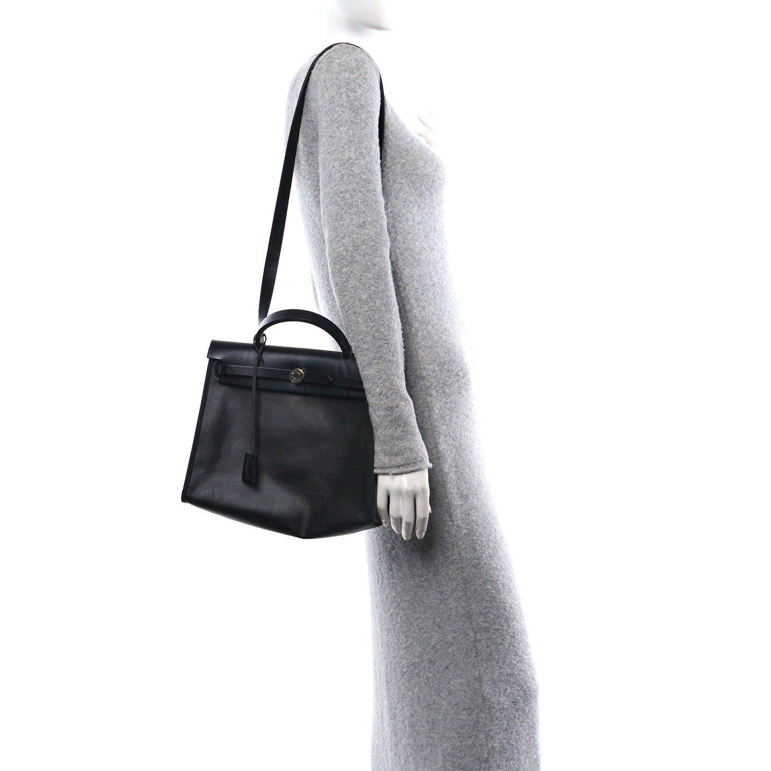 Hermes Toile H Berline Vache Hunter Herbag Zip PM 31 Black Ecru 2 of 13