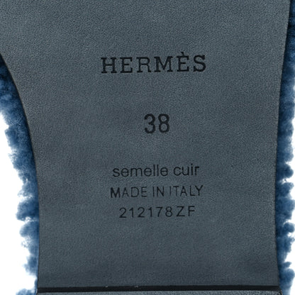 Hermes Woolskin Oran Sandals 38 Bleu 7 of 8