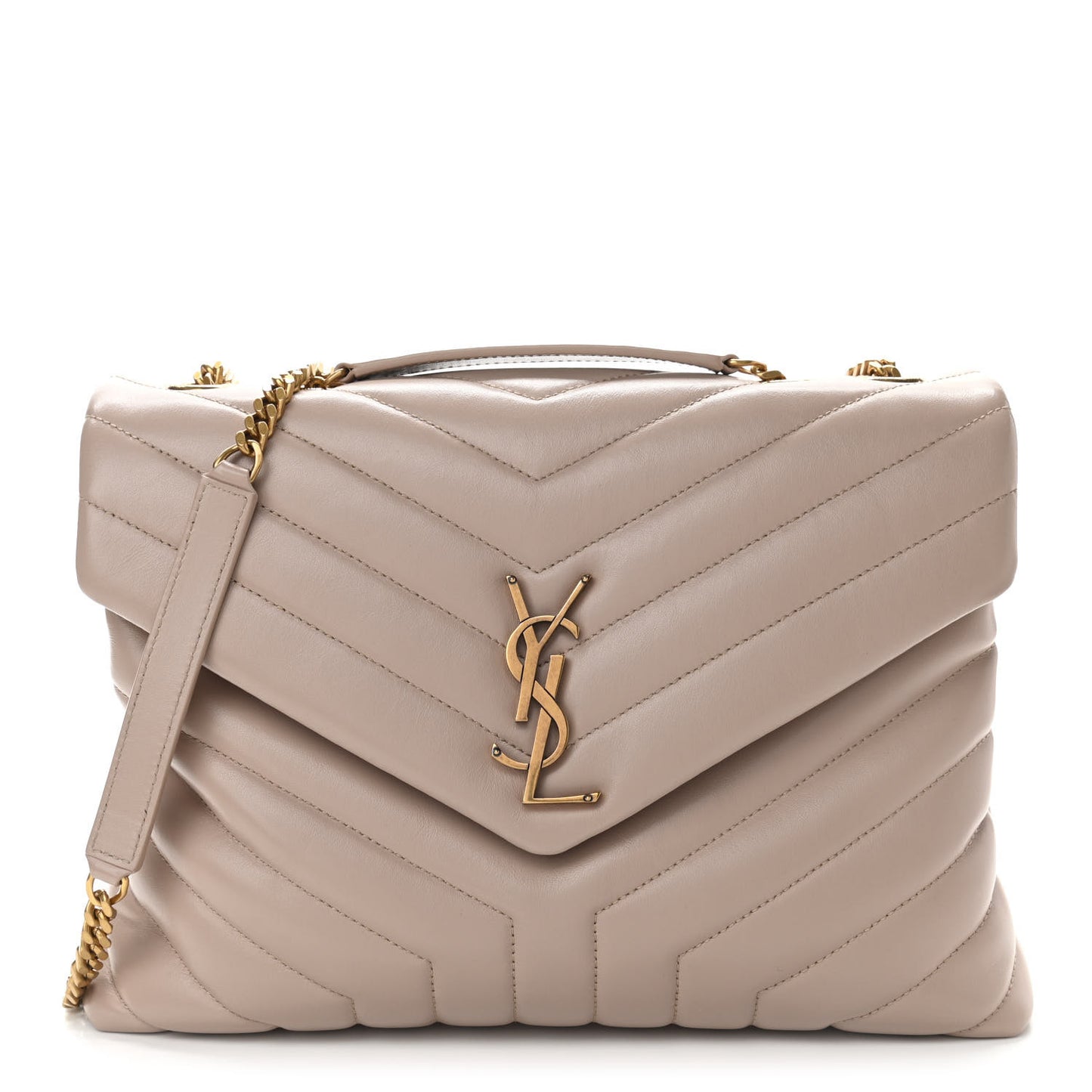 Calfskin Y Quilted Monogram Medium Loulou Chain Satchel Light Natural