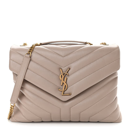 Saint Laurent Calfskin Y Quilted Monogram Medium Loulou Chain Satchel Light Natural 1 of 8