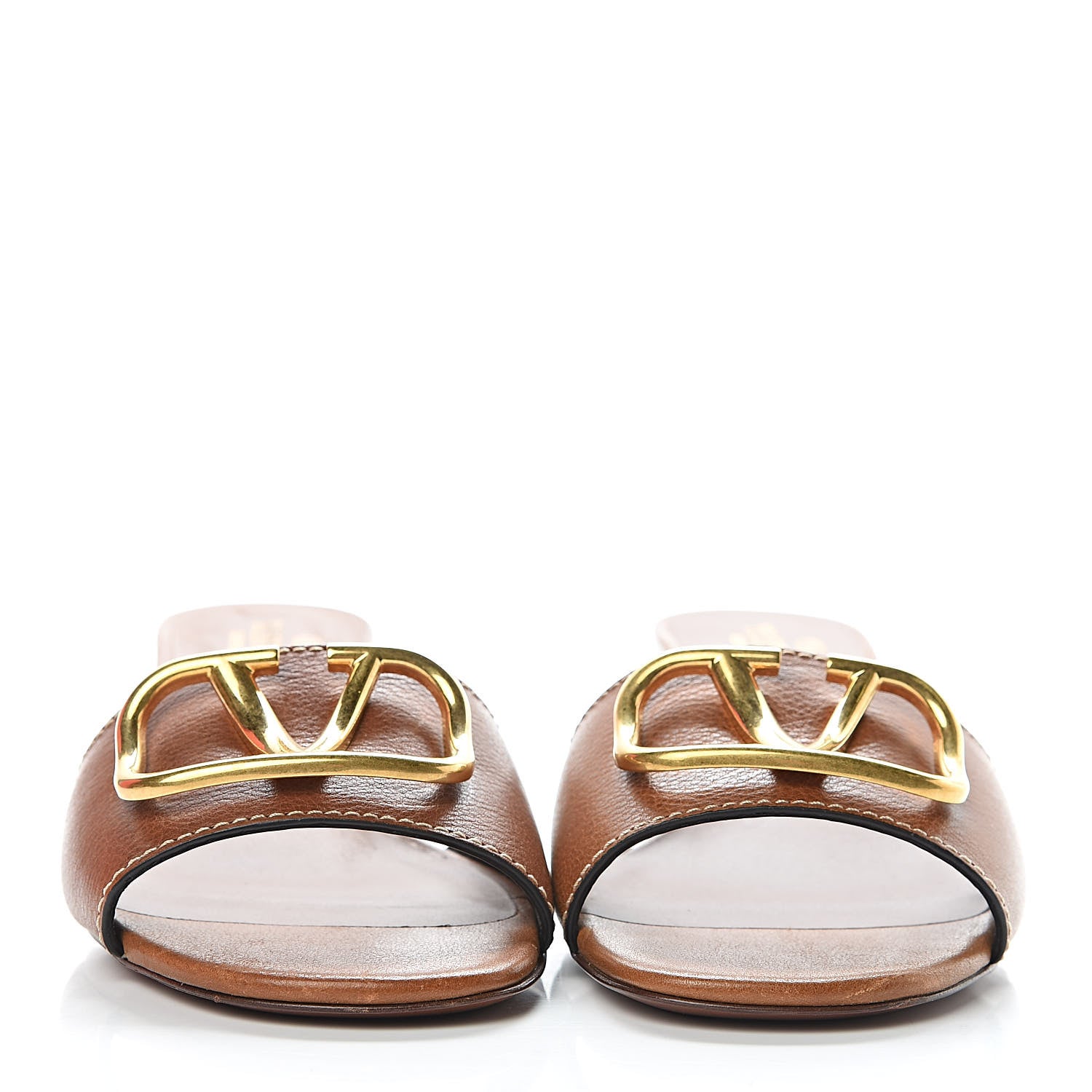 Valentino Garavani Grainy Cowhide VLogo 45mm Slide Sandals 39.5 Cuoio 2 of 9