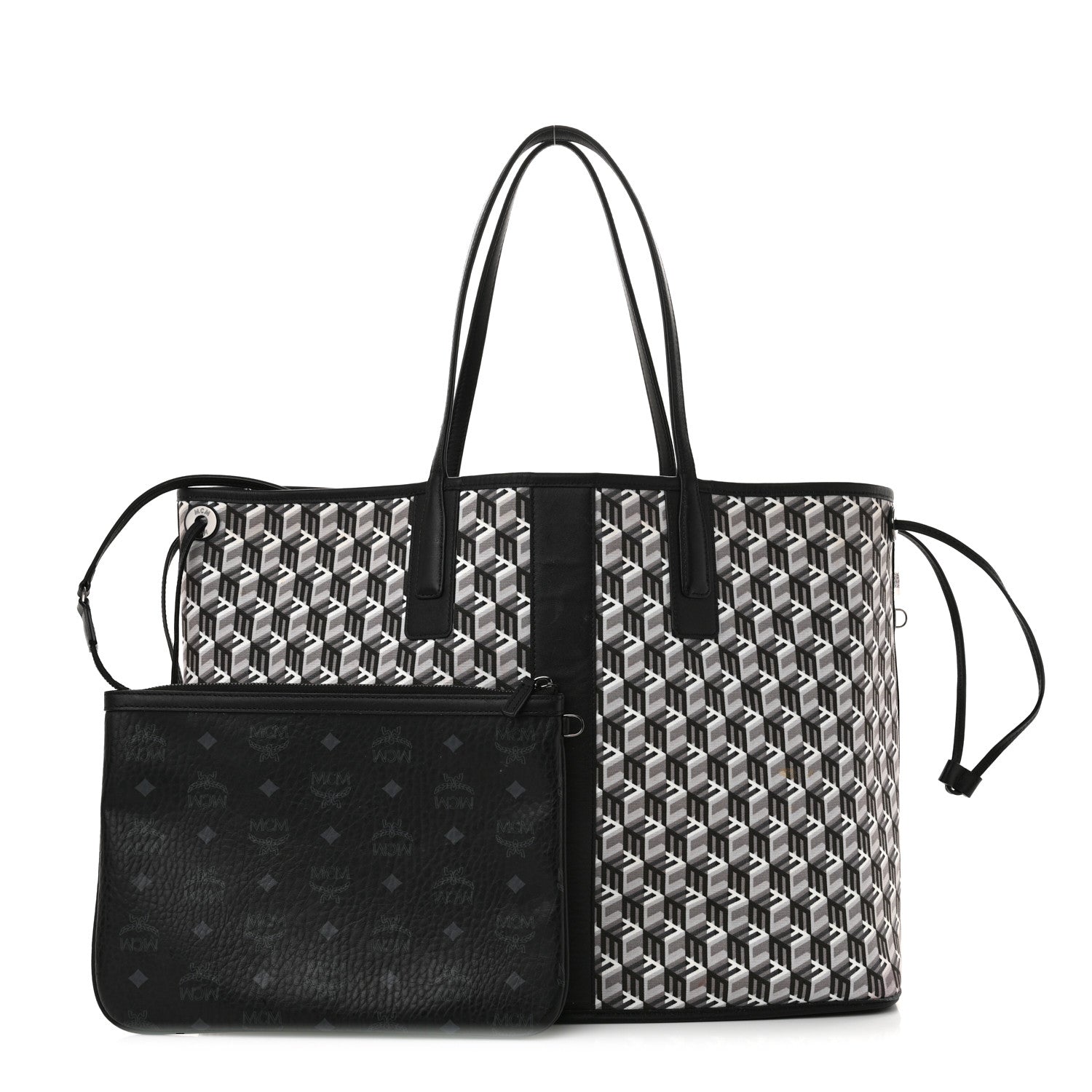 MCM Visetos Large Liz Reversible Shopper Tote Black 4 of 26