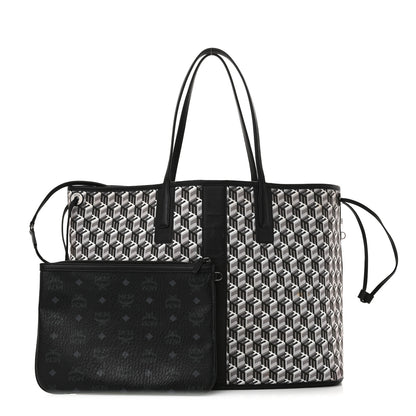 MCM Visetos Large Liz Reversible Shopper Tote Black 4 of 26