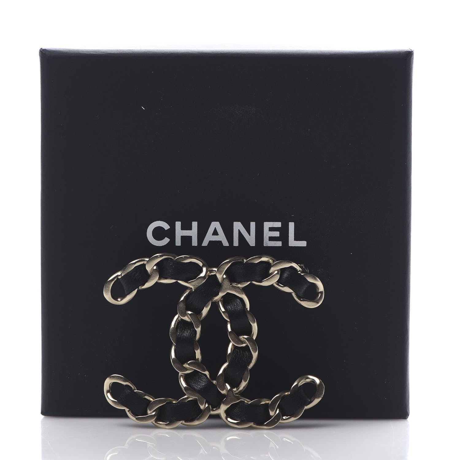 Chanel Lambskin Chain CC Brooch Black Gold 4 of 4