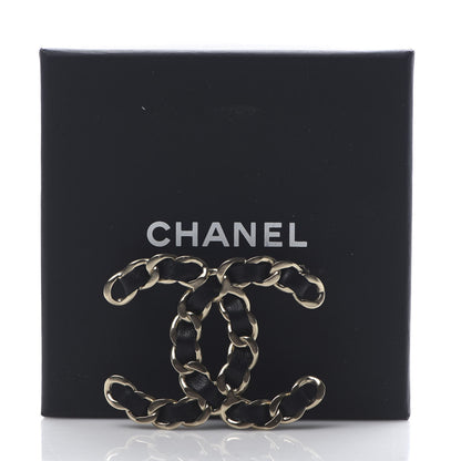 Chanel Lambskin Chain CC Brooch Black Gold 4 of 4