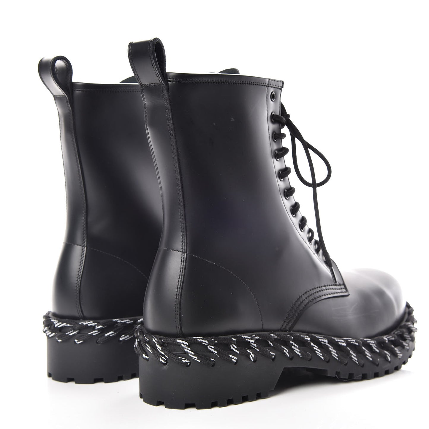 Calfskin Woven Detail Mens Combat Boots 40 Black
