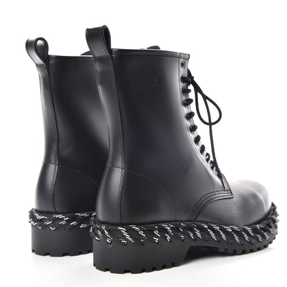 Balenciaga Calfskin Woven Detail Mens Combat Boots 40 Black 4 of 11