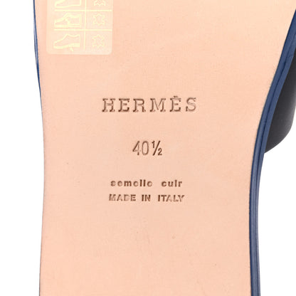 Hermes Calfskin Mens Izmir Sandals 40.5 Black Mediterrane 7 of 12
