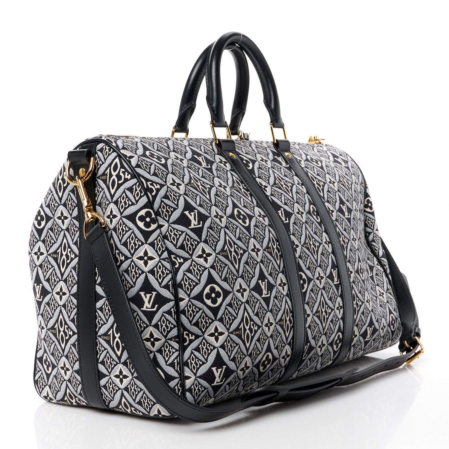Louis Vuitton Jacquard Since 1854 Keepall Bandouliere 45 Grey 3 of 14