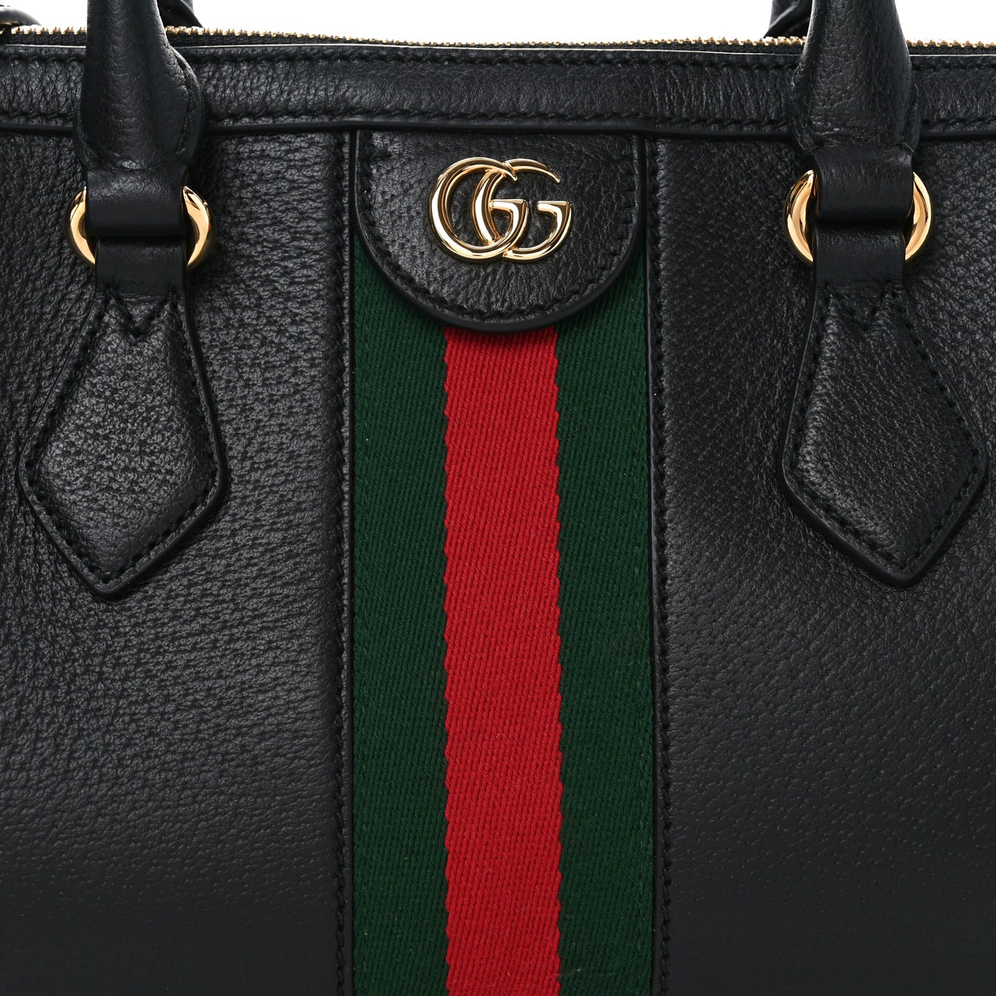 Textured Dollar Calfskin Web Medium Ophidia Boston Black