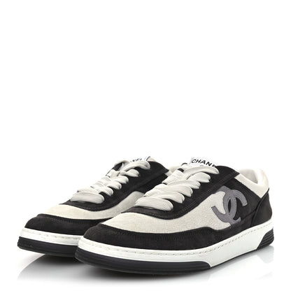 Chanel Suede Kidskin Womens CC Sneakers 40.5 Black White 4 of 11