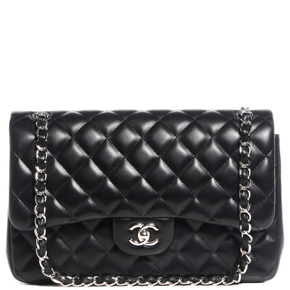 Chanel Lambskin Quilted Jumbo Double Flap Black 1 of 8