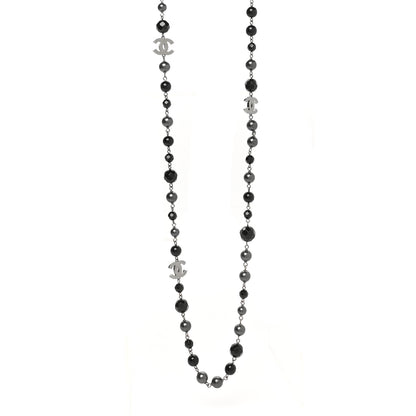 Chanel Ruthenium Pearl Beaded CC Long Necklace Black 1 of 5