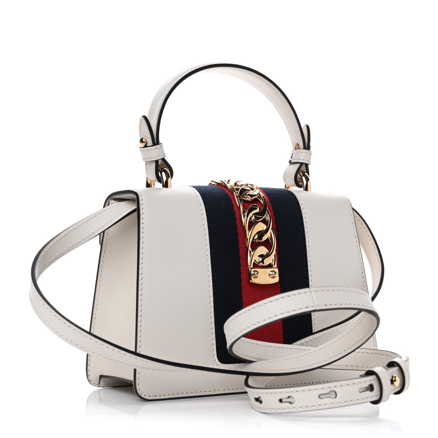 Gucci Calfskin Mini Sylvie Top Handle Bag White 2 of 4