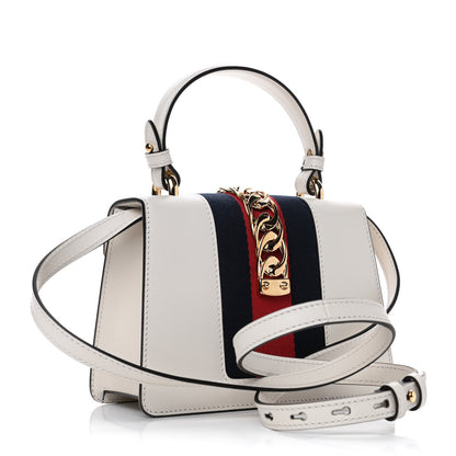 Gucci Calfskin Mini Sylvie Top Handle Bag White 2 of 4