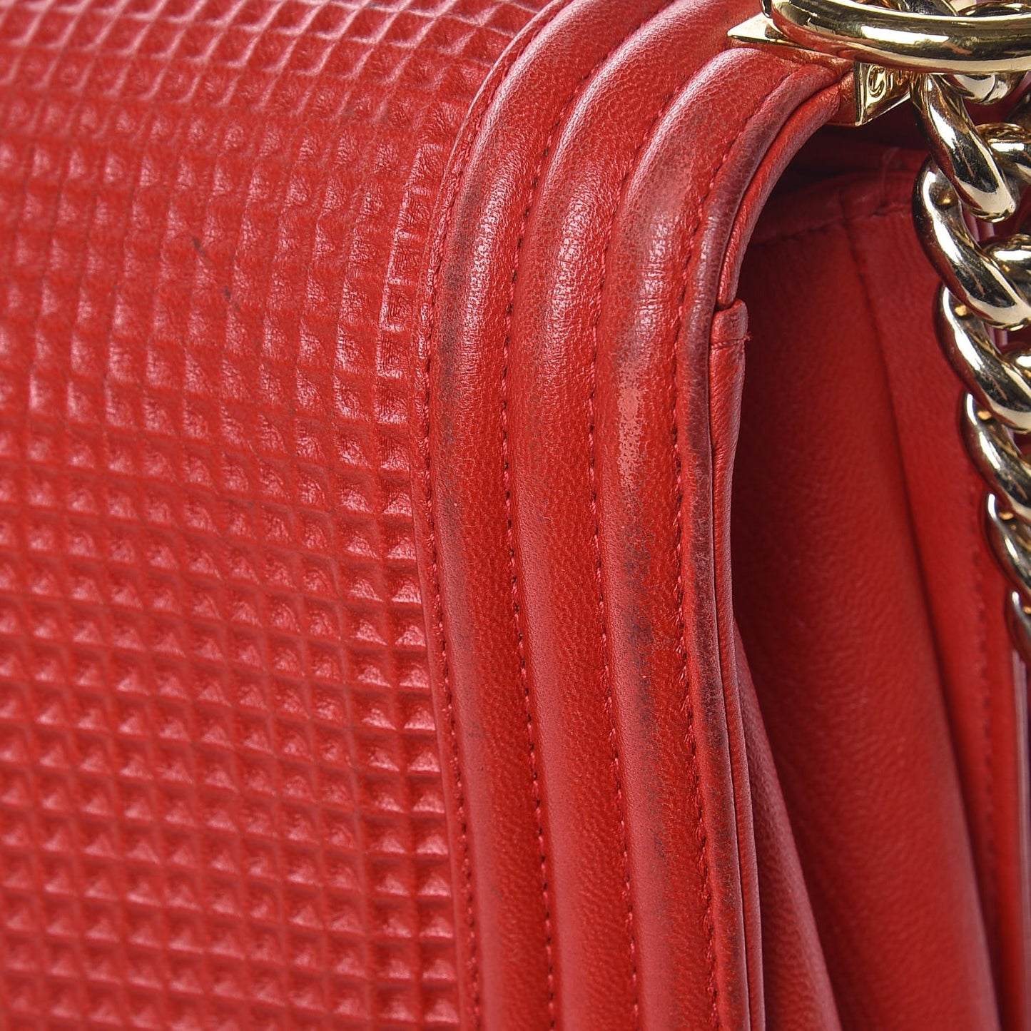 Lambskin Square Quilted Large Boy Cube Flap Red