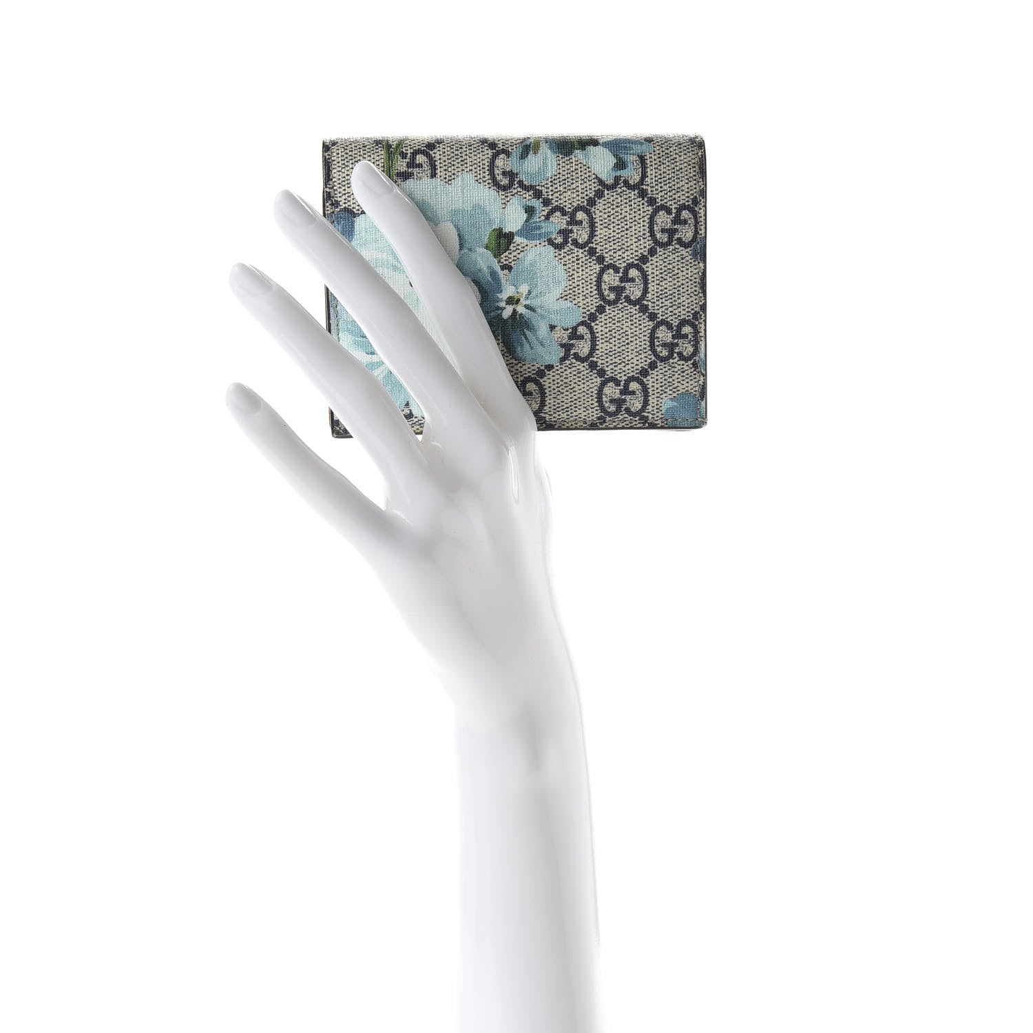 Gucci GG Supreme Monogram Blooms Card Case Beige Blue Navy Hibiscus Red 2 of 7