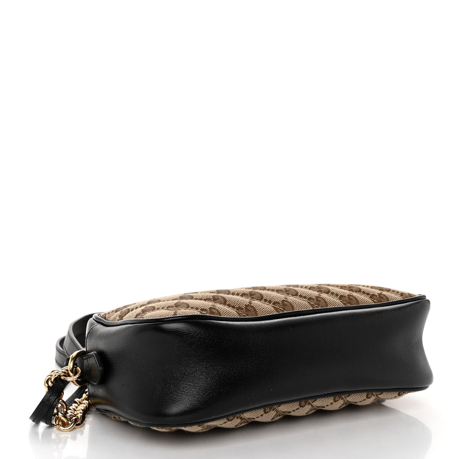 Gucci Monogram Matelasse Diagonal Small GG Marmont Chain Shoulder Bag Beige Black 4 of 10