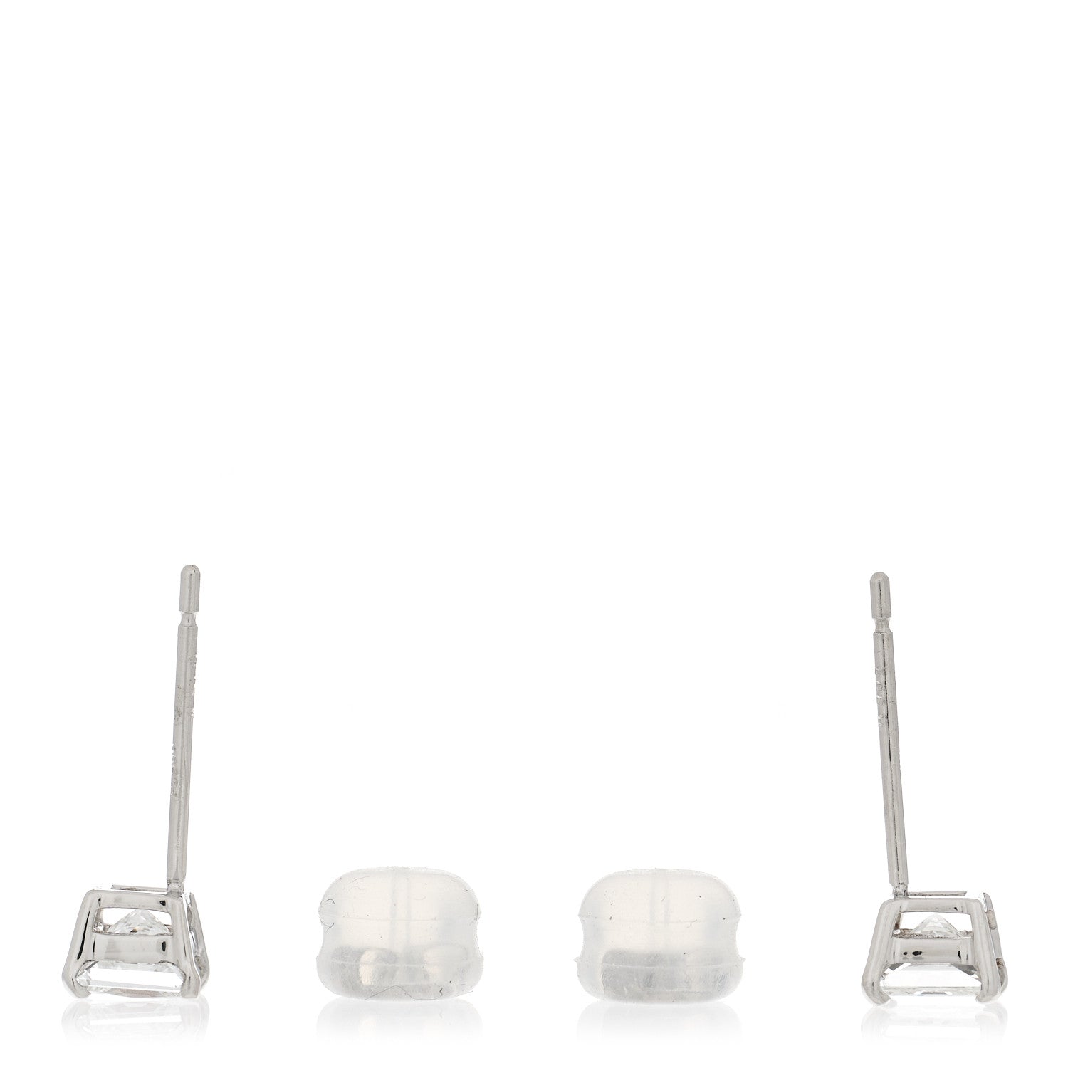 Parker & West by FASHIONPHILE Platinum Diamond .61ct Princess Cut Solitaire Earrings 3 of 6