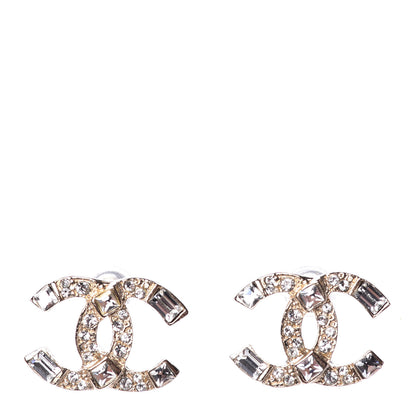Chanel Crystal Baguette CC Earrings Gold 1 of 5