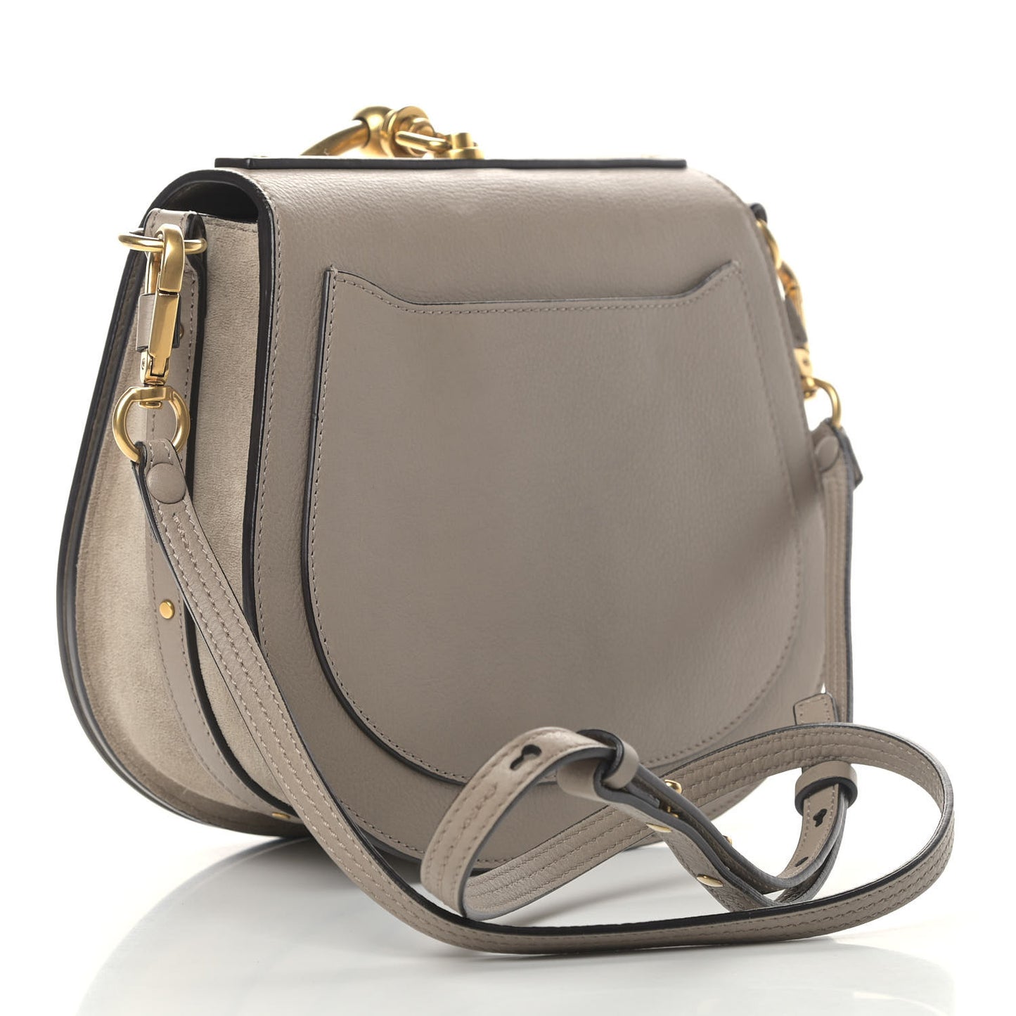 Calfskin Suede Medium Nile Bracelet Bag Motty Grey