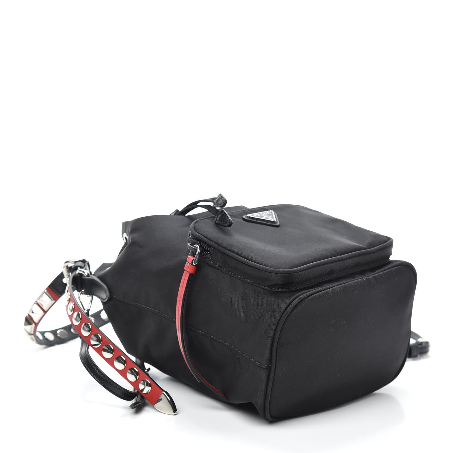 Tessuto Nylon Studded New Vela Mini Bucket Crossbody Bag Black Fuoco