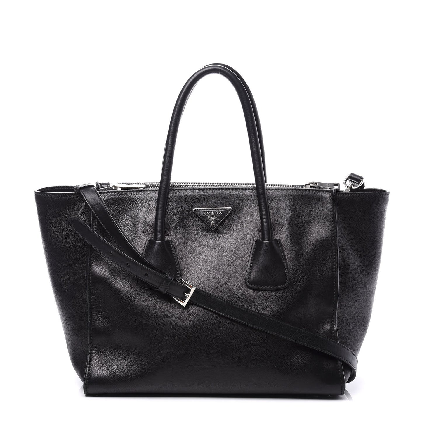 Glace Calf Twin Pocket Tote Black