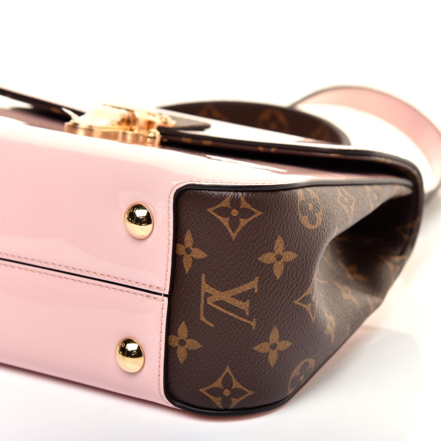 Patent Calfskin Monogram Cherrywood PM Rose Ballerine