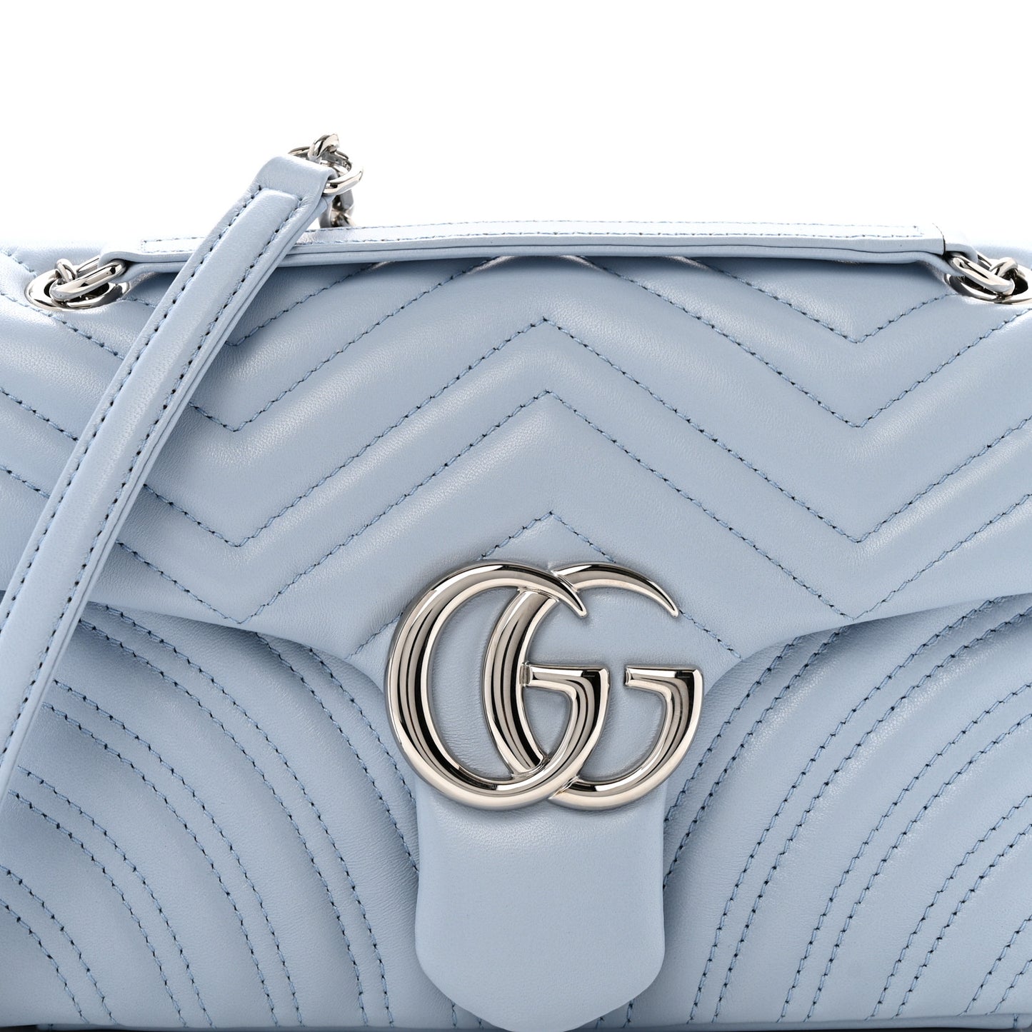 Lambskin Matelasse Medium GG Marmont Shoulder Bag Light Blue
