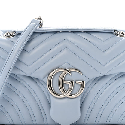 Gucci Lambskin Matelasse Medium GG Marmont Shoulder Bag Light Blue 9 of 11