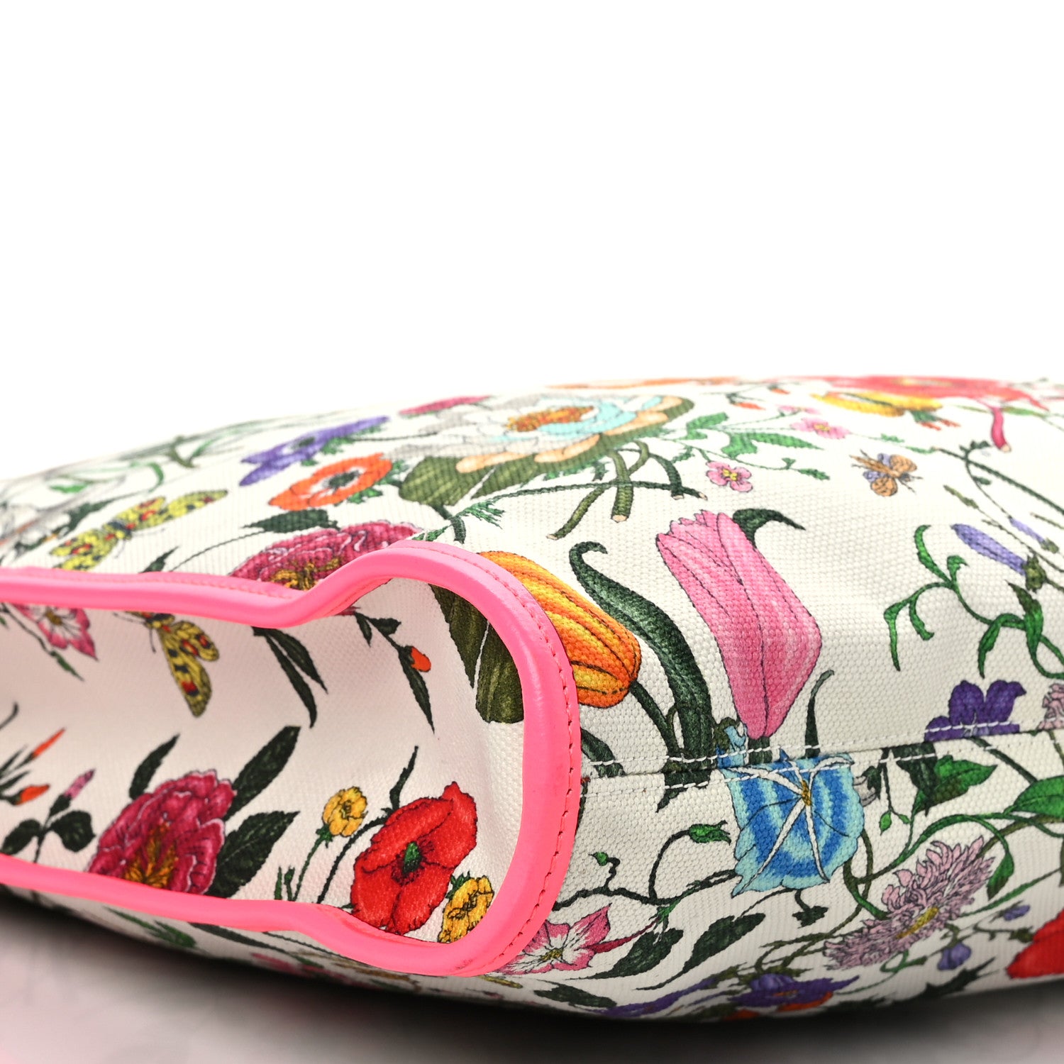 Gucci Canvas Flora Large Rajah Chain Tote White Multicolor Fuxia Fluo 9 of 10