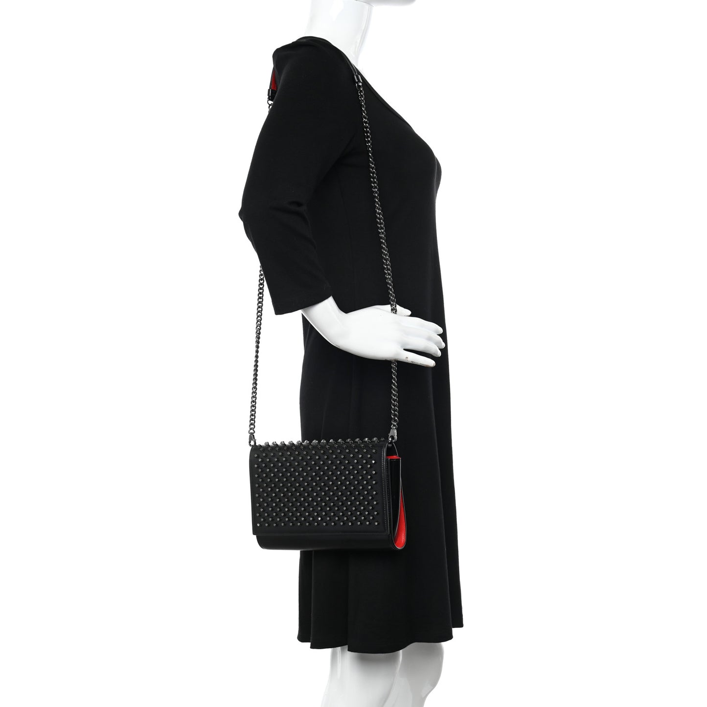 Calfskin Patent Spikes Paloma Clutch Black