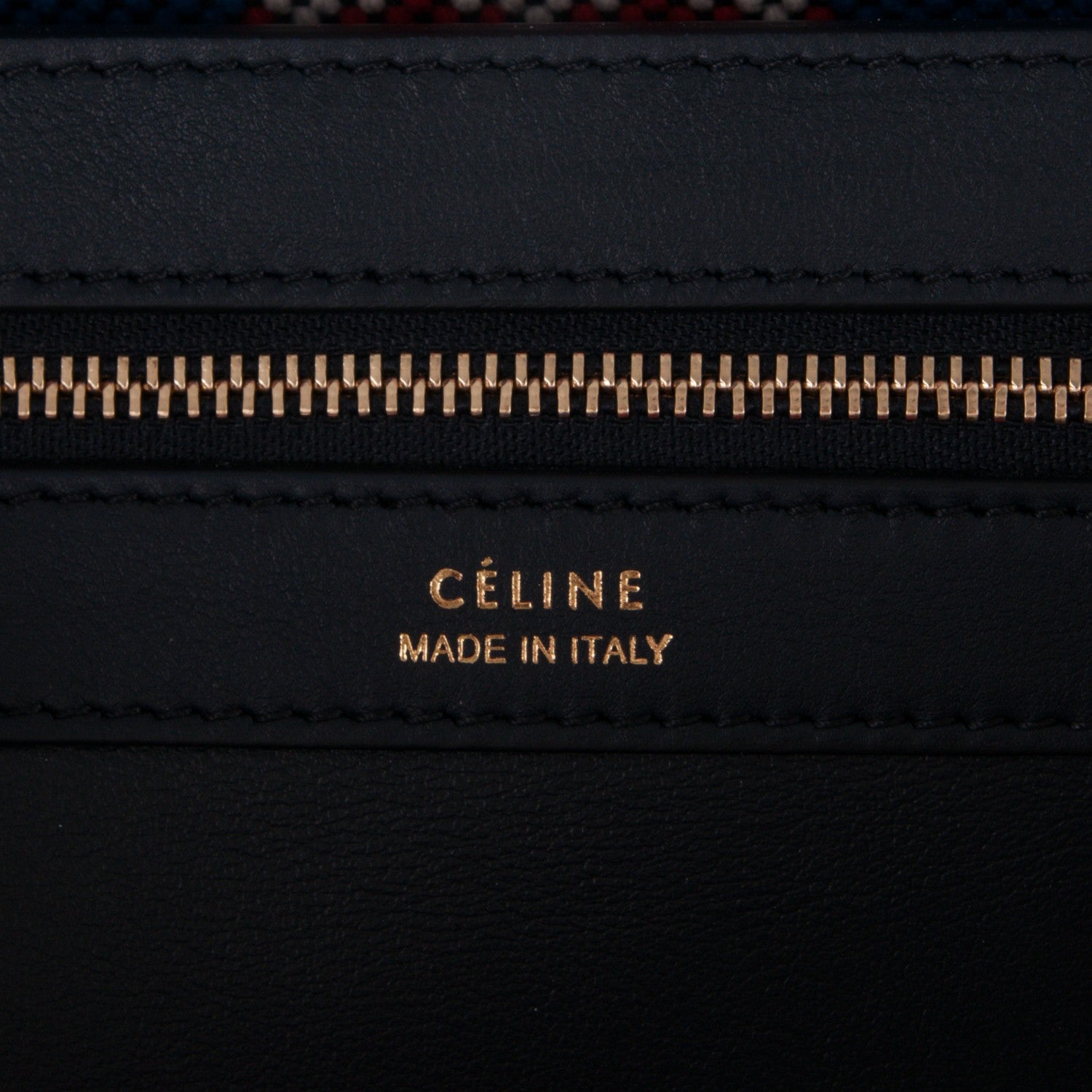 Celine Textile Striped Small Horizontal Cabas Phantom Navy Blue 6 of 7