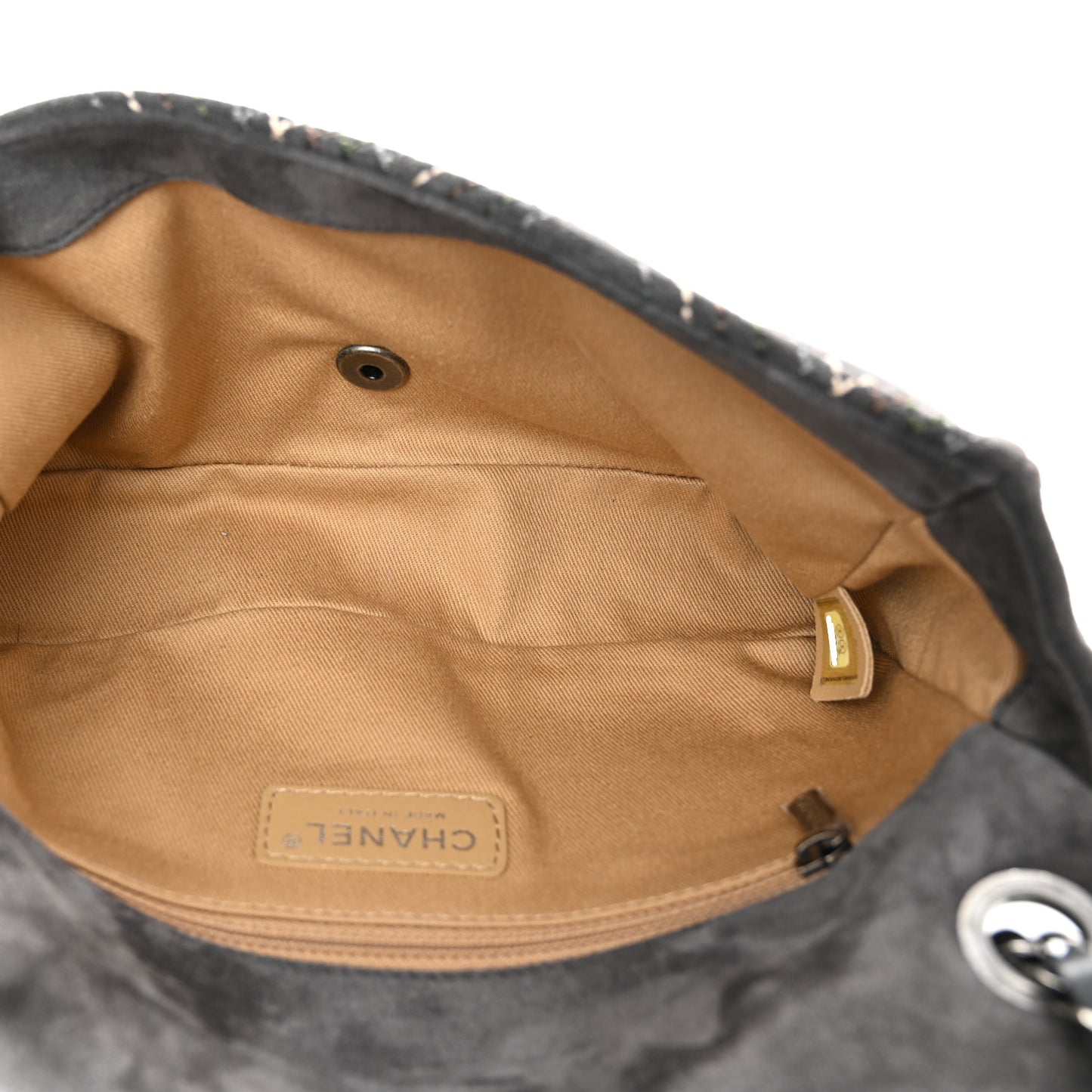 Suede Stitched Medium Saltire Single Flap Grey