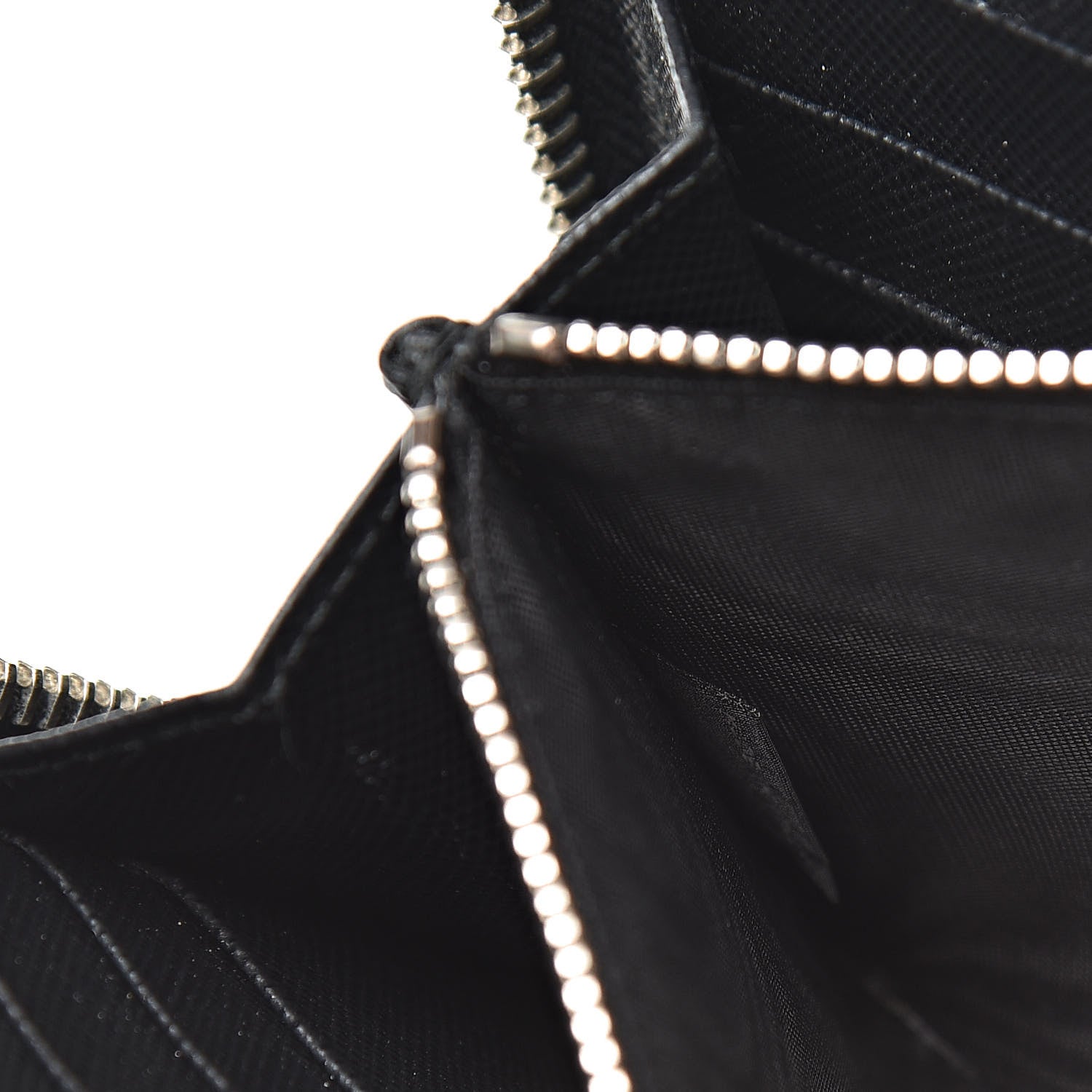 Prada Saffiano Studded Zip Around Wallet Black 9 of 9