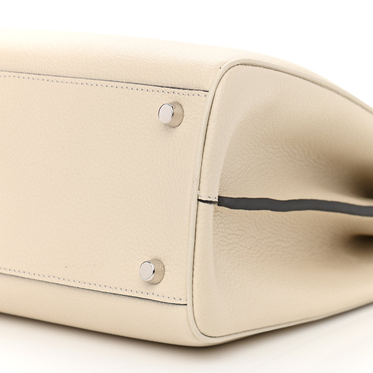 Grainy Calfskin Medium Zumi Top Handle Bag Mystic White