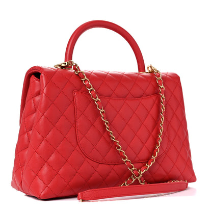 Chanel Caviar Quilted Medium Coco Handle Flap Red 3 of 10