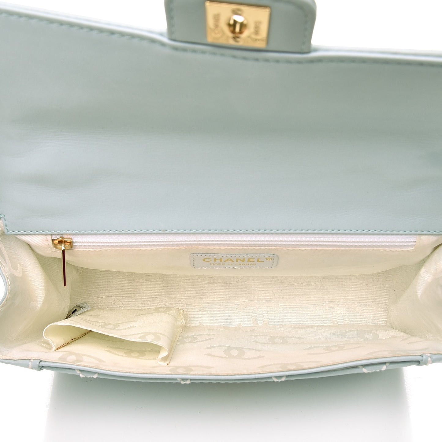 Calfskin Quilted Wild Stitch Flap Light Blue