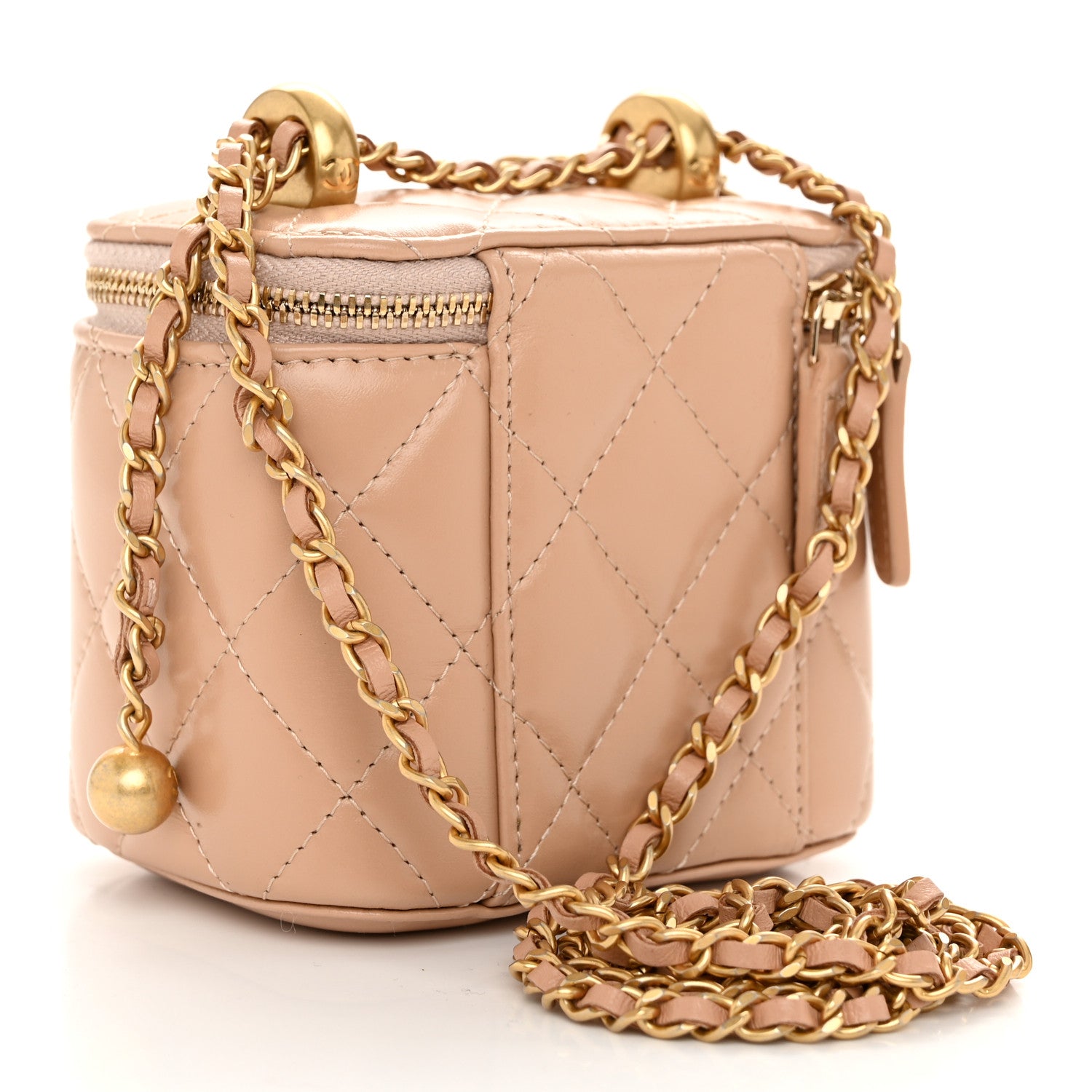Chanel Calfskin Quilted Mini Perfect Fit Vanity Case With Chain Beige 3 of 11