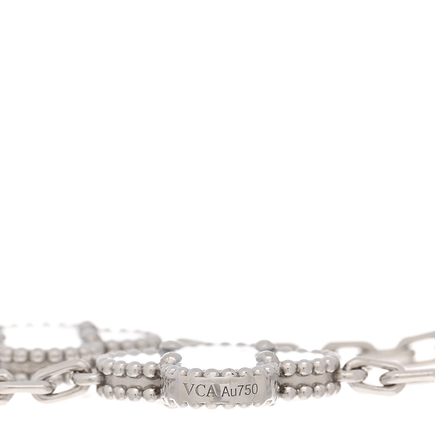 Van Cleef & Arpels 18K White Gold Chalcedony 5 Motifs Vintage Alhambra Bracelet 3 of 5