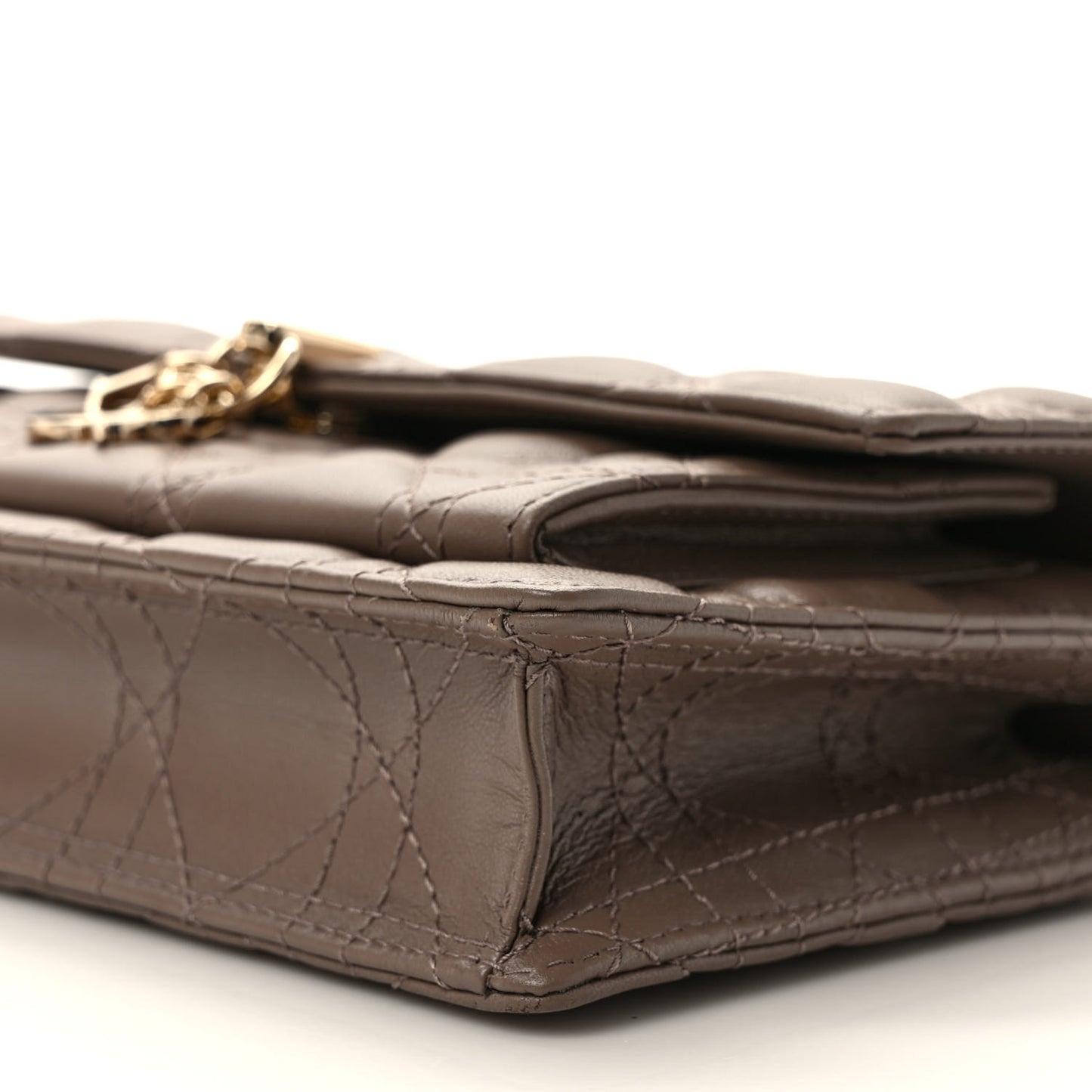 Lambskin Chain Lady Dior Chain Pouch Warm Taupe