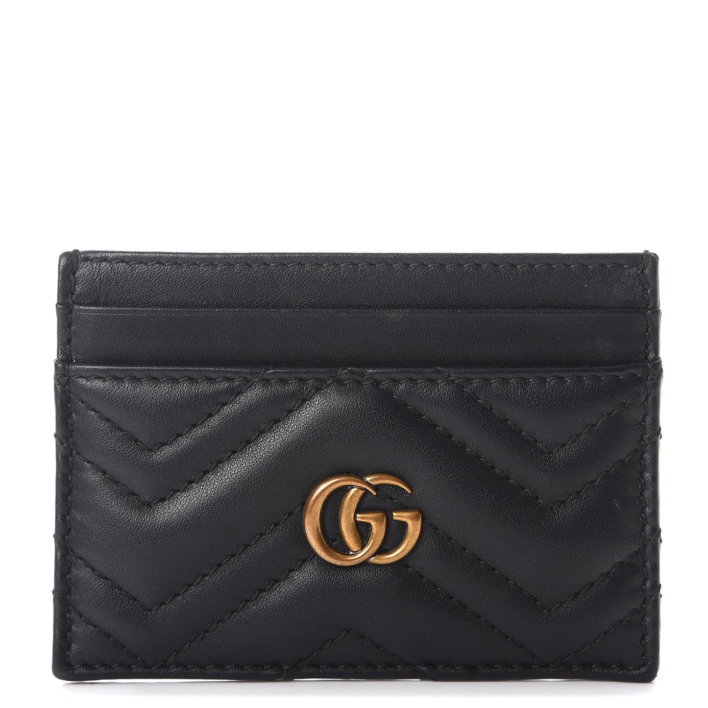 Calfskin Matelasse GG Marmont Card Holder Black