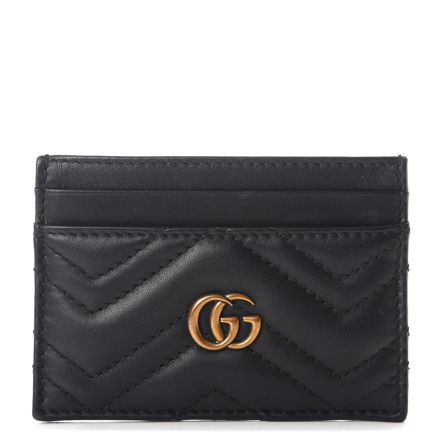 Gucci Calfskin Matelasse GG Marmont Card Holder Black 1 of 7