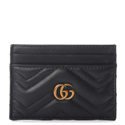 Gucci Calfskin Matelasse GG Marmont Card Holder Black 1 of 7
