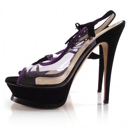 Saint Laurent Vinyl Peep Toe Heels 39 2 of 7