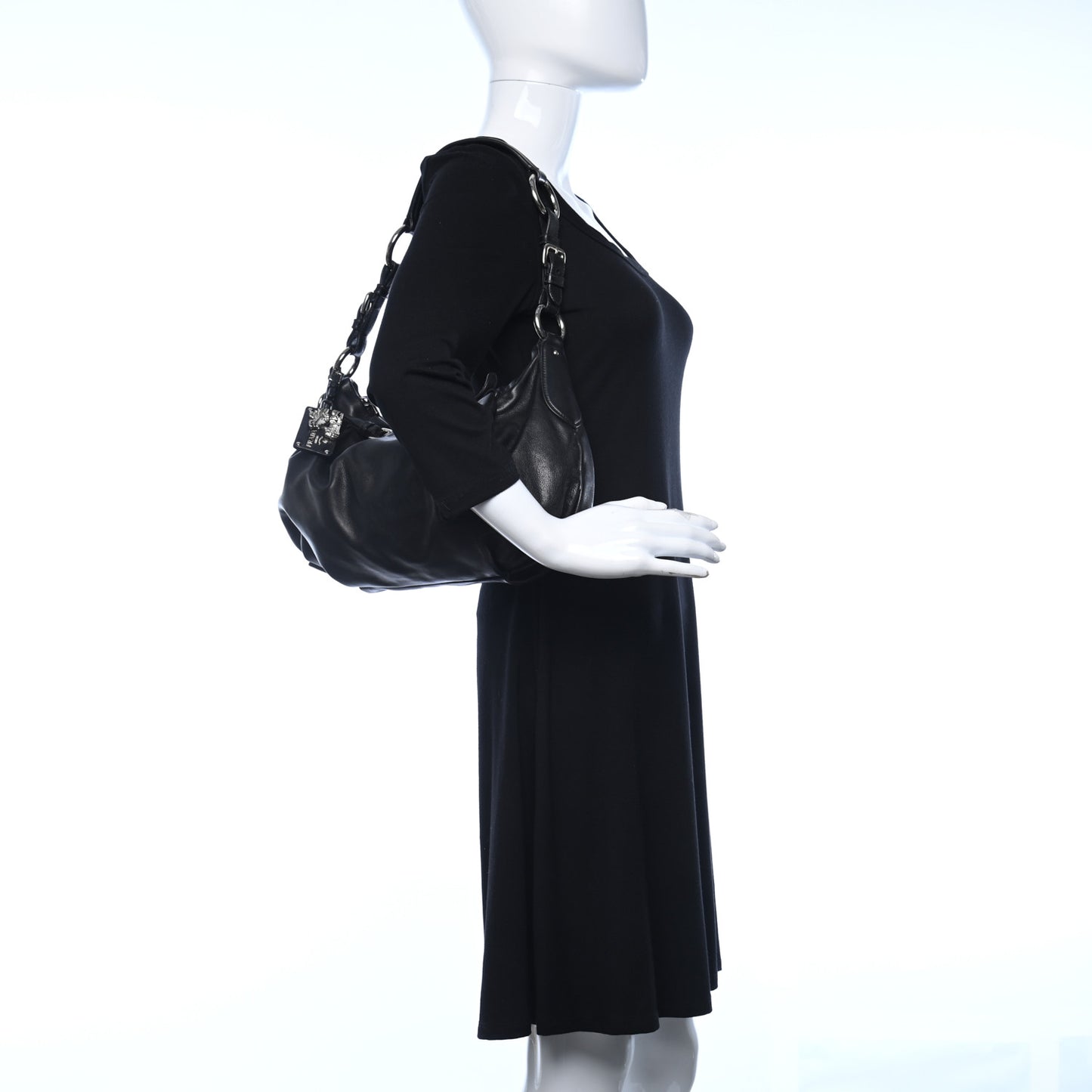 Soft Calfskin Pleated Hobo Black