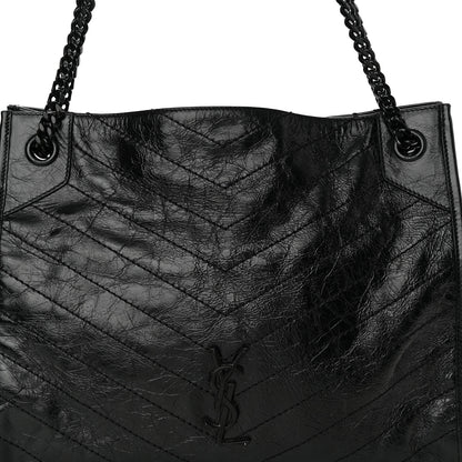 Saint Laurent Crinkled Calfskin Matelasse Monogram Medium Niki Shopper Tote Black 8 of 12
